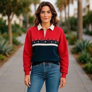 Koret Corners Ladies Sweater Size M Red Black